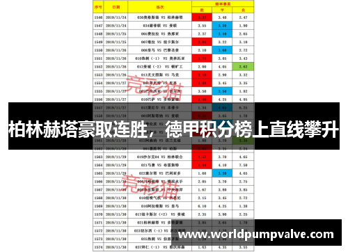 柏林赫塔豪取连胜，德甲积分榜上直线攀升